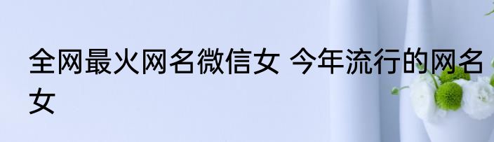 全网最火网名微信女 今年流行的网名女