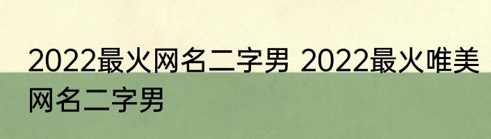2022最火网名二字男 2022最火唯美网名二字男