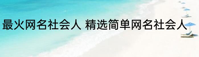 最火网名社会人 精选简单网名社会人