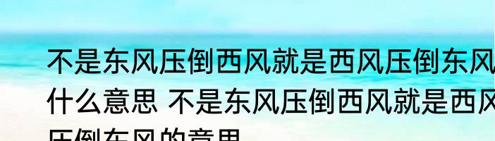 不是东风压倒西风就是西风压倒东风什么意思 不是东风压倒西风就是西风压倒东风的意思
