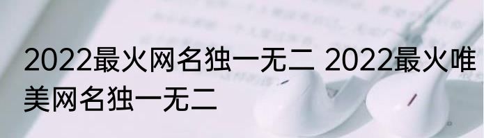 2022最火网名独一无二 2022最火唯美网名独一无二