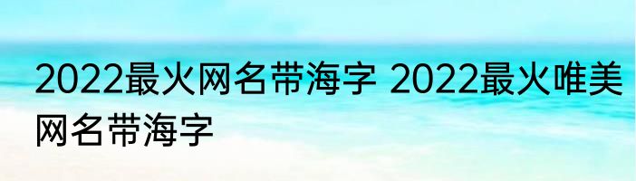 2022最火网名带海字 2022最火唯美网名带海字