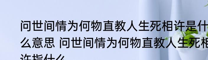 问世间情为何物直教人生死相许是什么意思 问世间情为何物直教人生死相许指什么