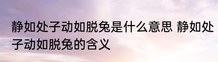 静如处子动如脱兔是什么意思 静如处子动如脱兔的含义