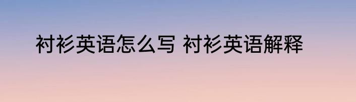 衬衫英语怎么写 衬衫英语解释