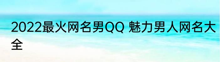 2022最火网名男QQ 魅力男人网名大全