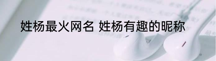 姓杨最火网名 姓杨有趣的昵称
