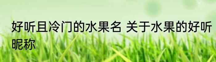 好听且冷门的水果名 关于水果的好听昵称