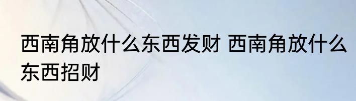 西南角放什么东西发财 西南角放什么东西招财