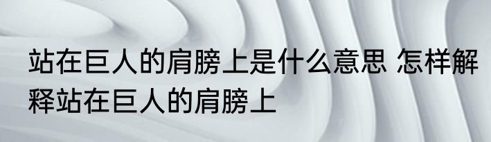 站在巨人的肩膀上是什么意思 怎样解释站在巨人的肩膀上