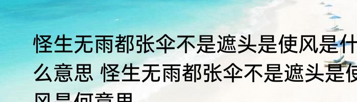 怪生无雨都张伞不是遮头是使风是什么意思 怪生无雨都张伞不是遮头是使风是何意思