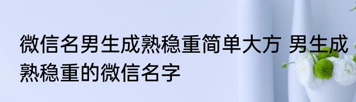 微信名男生成熟稳重简单大方 男生成熟稳重的微信名字