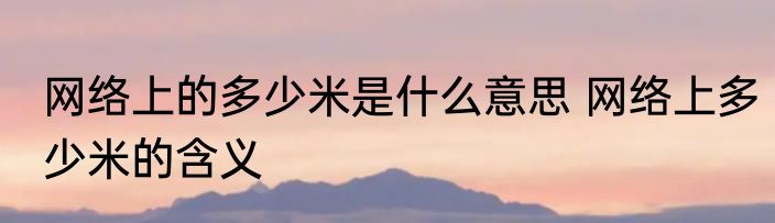 网络上的多少米是什么意思 网络上多少米的含义