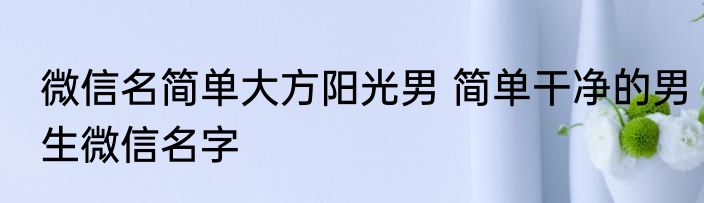 微信名简单大方阳光男 简单干净的男生微信名字