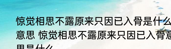 惊觉相思不露原来只因已入骨是什么意思 惊觉相思不露原来只因已入骨意思是什么