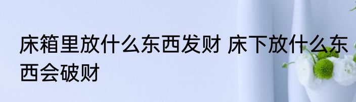 床箱里放什么东西发财 床下放什么东西会破财