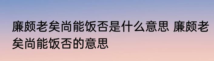 廉颇老矣尚能饭否是什么意思 廉颇老矣尚能饭否的意思