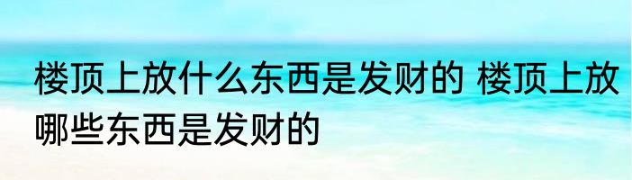 楼顶上放什么东西是发财的 楼顶上放哪些东西是发财的