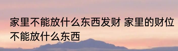 家里不能放什么东西发财 家里的财位不能放什么东西