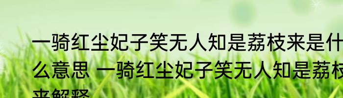 一骑红尘妃子笑无人知是荔枝来是什么意思 一骑红尘妃子笑无人知是荔枝来解释
