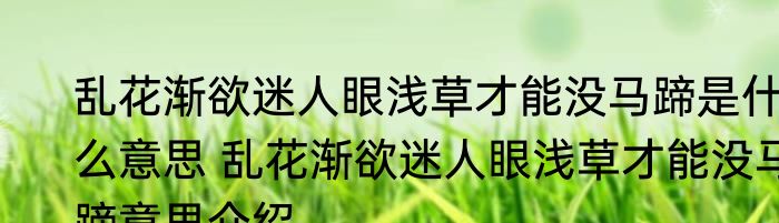 乱花渐欲迷人眼浅草才能没马蹄是什么意思 乱花渐欲迷人眼浅草才能没马蹄意思介绍