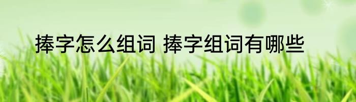 捧字怎么组词 捧字组词有哪些