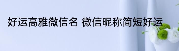 好运高雅微信名 微信昵称简短好运