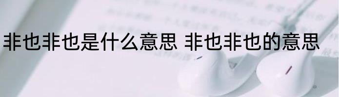 非也非也是什么意思 非也非也的意思