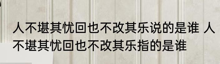 人不堪其忧回也不改其乐说的是谁 人不堪其忧回也不改其乐指的是谁