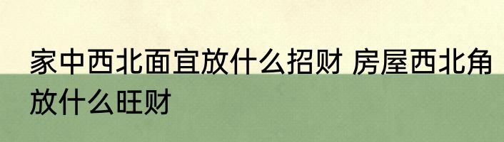 家中西北面宜放什么招财 房屋西北角放什么旺财