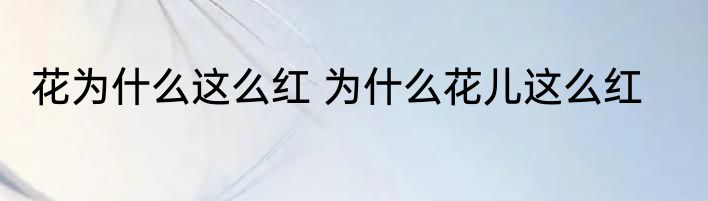 花为什么这么红 为什么花儿这么红