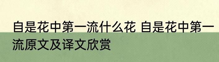 自是花中第一流什么花 自是花中第一流原文及译文欣赏