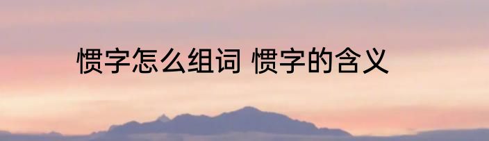 惯字怎么组词 惯字的含义
