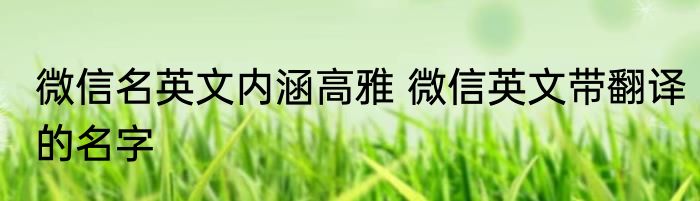 微信名英文内涵高雅 微信英文带翻译的名字