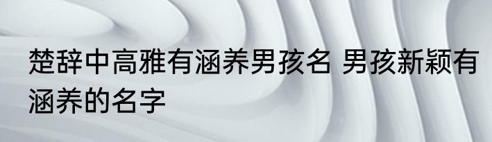 楚辞中高雅有涵养男孩名 男孩新颖有涵养的名字