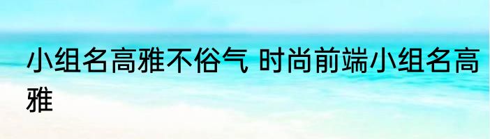 小组名高雅不俗气 时尚前端小组名高雅