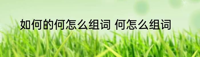 如何的何怎么组词 何怎么组词