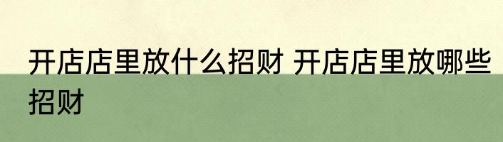 开店店里放什么招财 开店店里放哪些招财