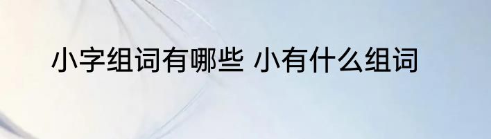 小字组词有哪些 小有什么组词
