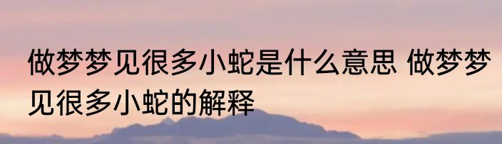 做梦梦见很多小蛇是什么意思 做梦梦见很多小蛇的解释