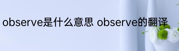observe是什么意思 observe的翻译