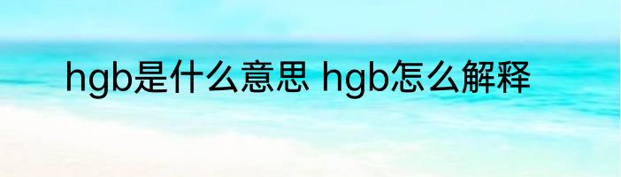 hgb是什么意思 hgb怎么解释