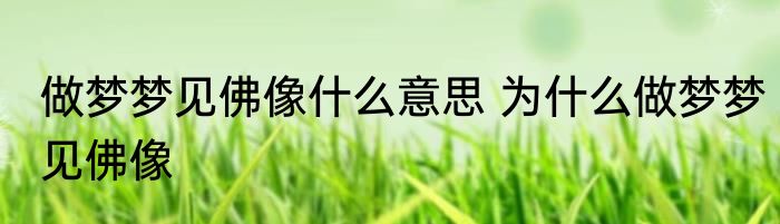 做梦梦见佛像什么意思 为什么做梦梦见佛像