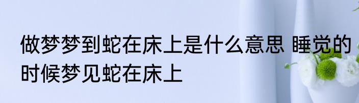 做梦梦到蛇在床上是什么意思 睡觉的时候梦见蛇在床上