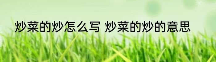 炒菜的炒怎么写 炒菜的炒的意思