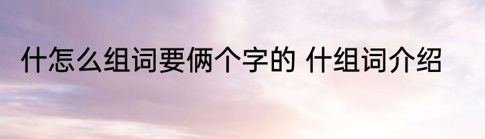 什怎么组词要俩个字的 什组词介绍