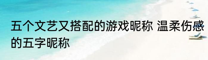 五个文艺又搭配的游戏昵称 温柔伤感的五字昵称