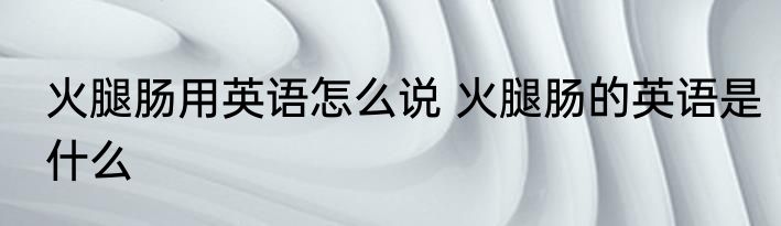 火腿肠用英语怎么说 火腿肠的英语是什么