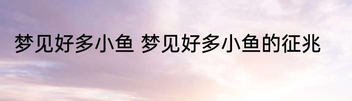 梦见好多小鱼 梦见好多小鱼的征兆