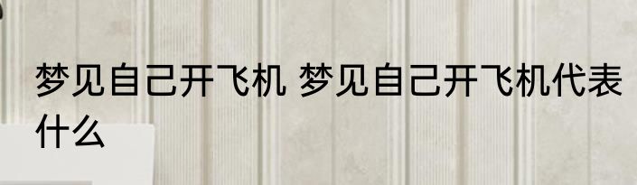 梦见自己开飞机 梦见自己开飞机代表什么